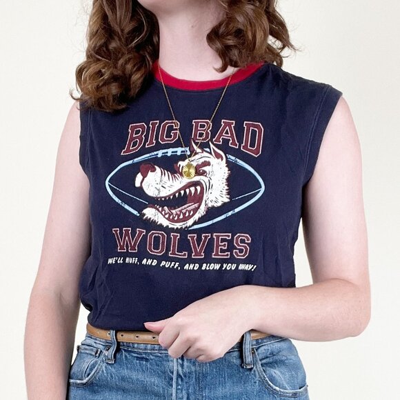 Vintage 90s Y2K Oversized Graphic Tee Tank Top Football Sleeveless T-Shirt Top - Picture 9 of 9